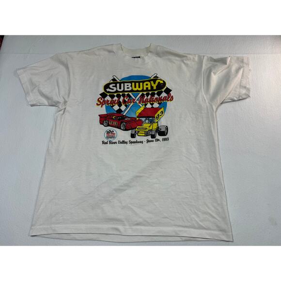 Vintage Subway Sprint Car Nationals Red River Valley Speedway 1993 White T-Shirt - Picture 5 of 5